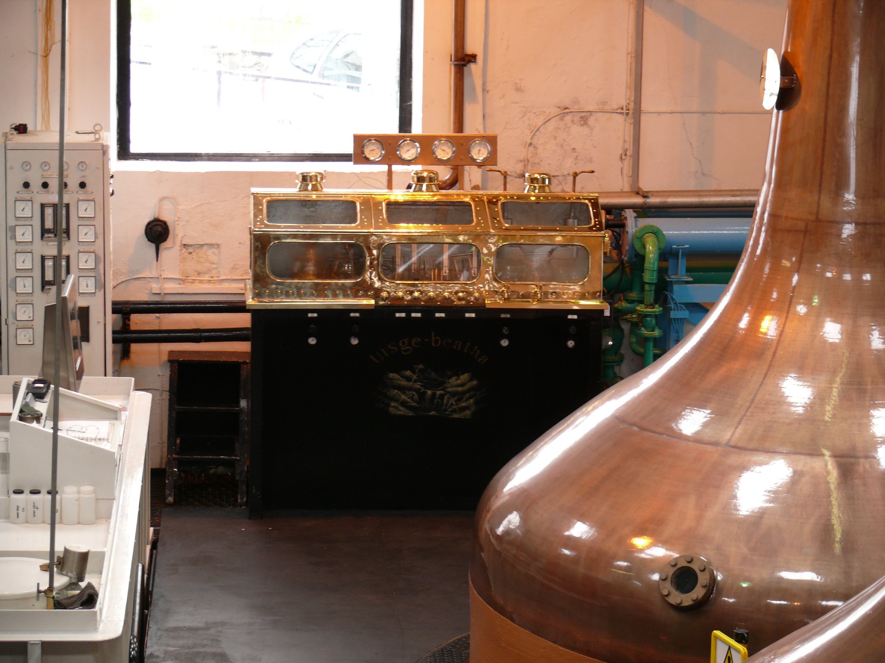 Bowmore Distillery spirit safe in the stillhouse