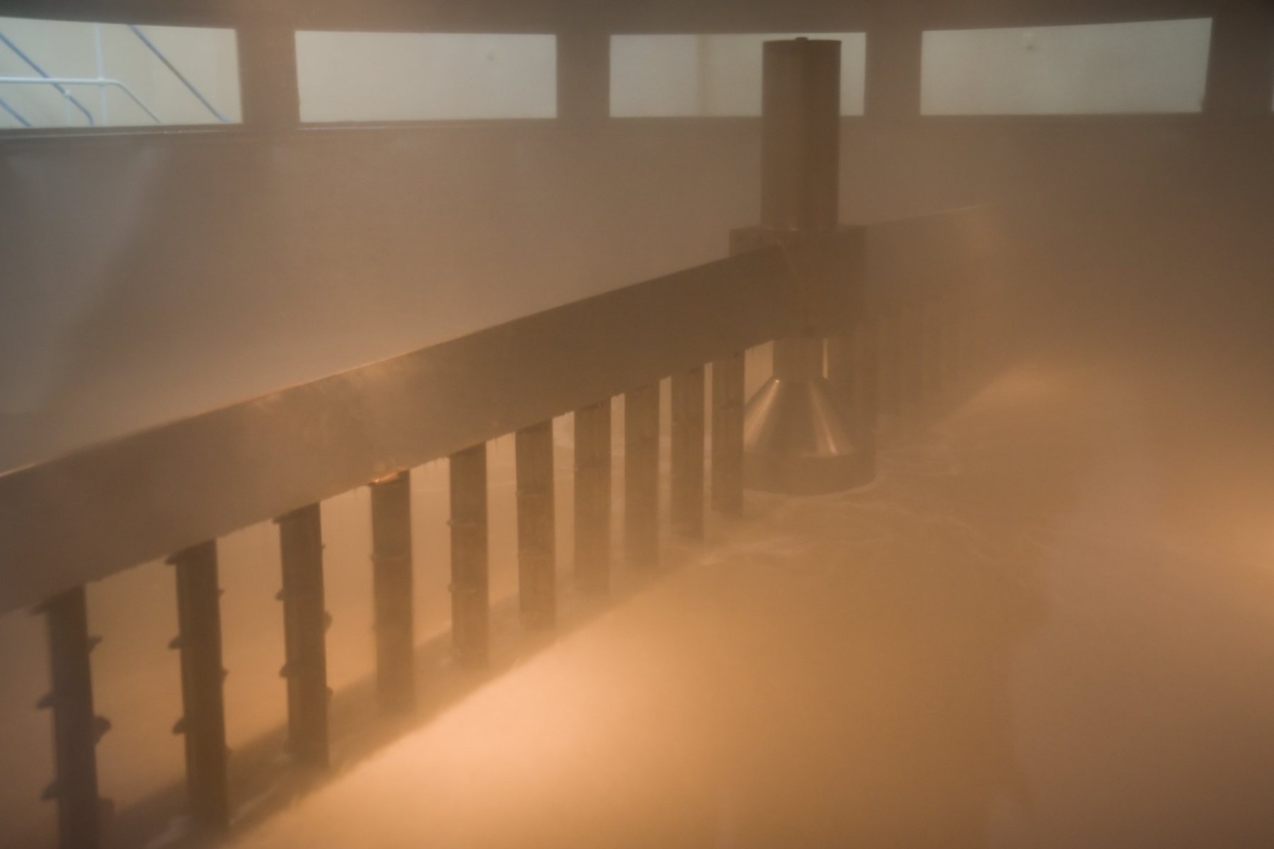 Interior Glenfiddich mash tun used for mashing milled malt with hot water