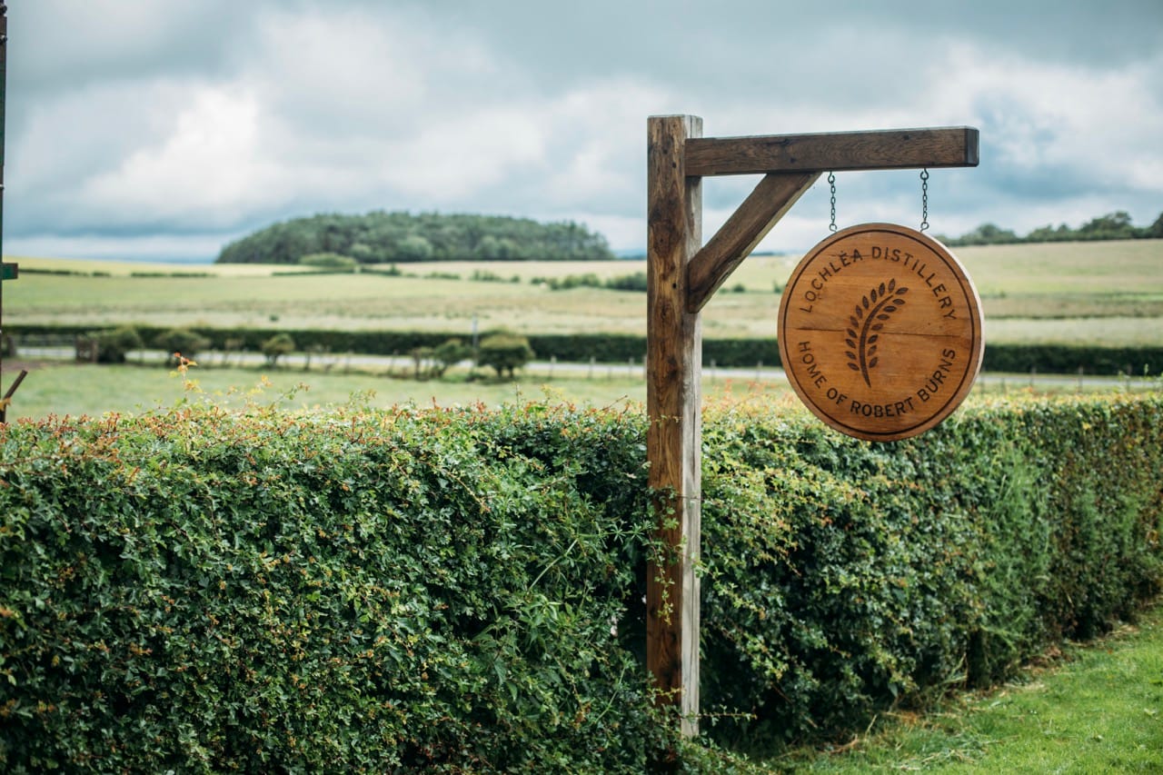 Entrance and farm buildings at Lochlea Distillery