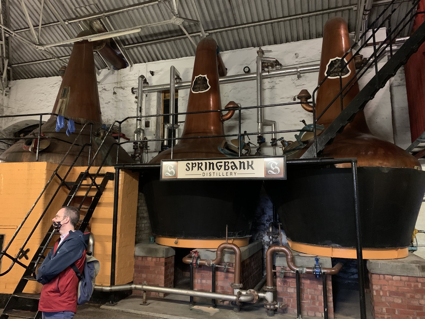 The copper pot stills at Springbank Distillery